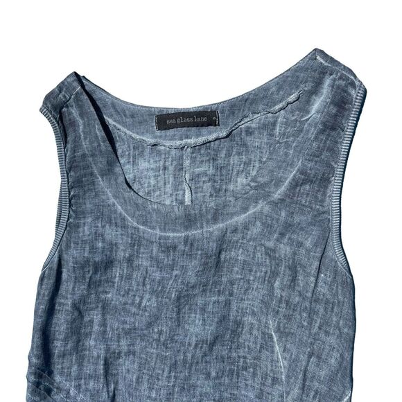 Sea Glass Lane Navy Blue Linen Blend Slvls Maxi Dress S Scoop Neck Lightweight - Picture 4 of 10